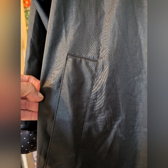British Mist Women's Full Length Black Coat w Polka‎ Dot Detail Sz.14 - Picture 11 of 16